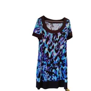 Tiana B. Women's M short sleeve knee length dress (purple, teal, black, white)